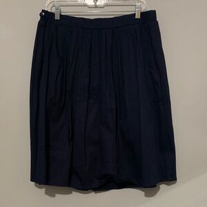 Elegant Navy Blue Pleated Women's Skirt
